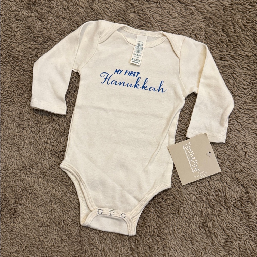 Tenth & Pine 'My First Hanukkah' Baby Long Sleeve Bodysuit
